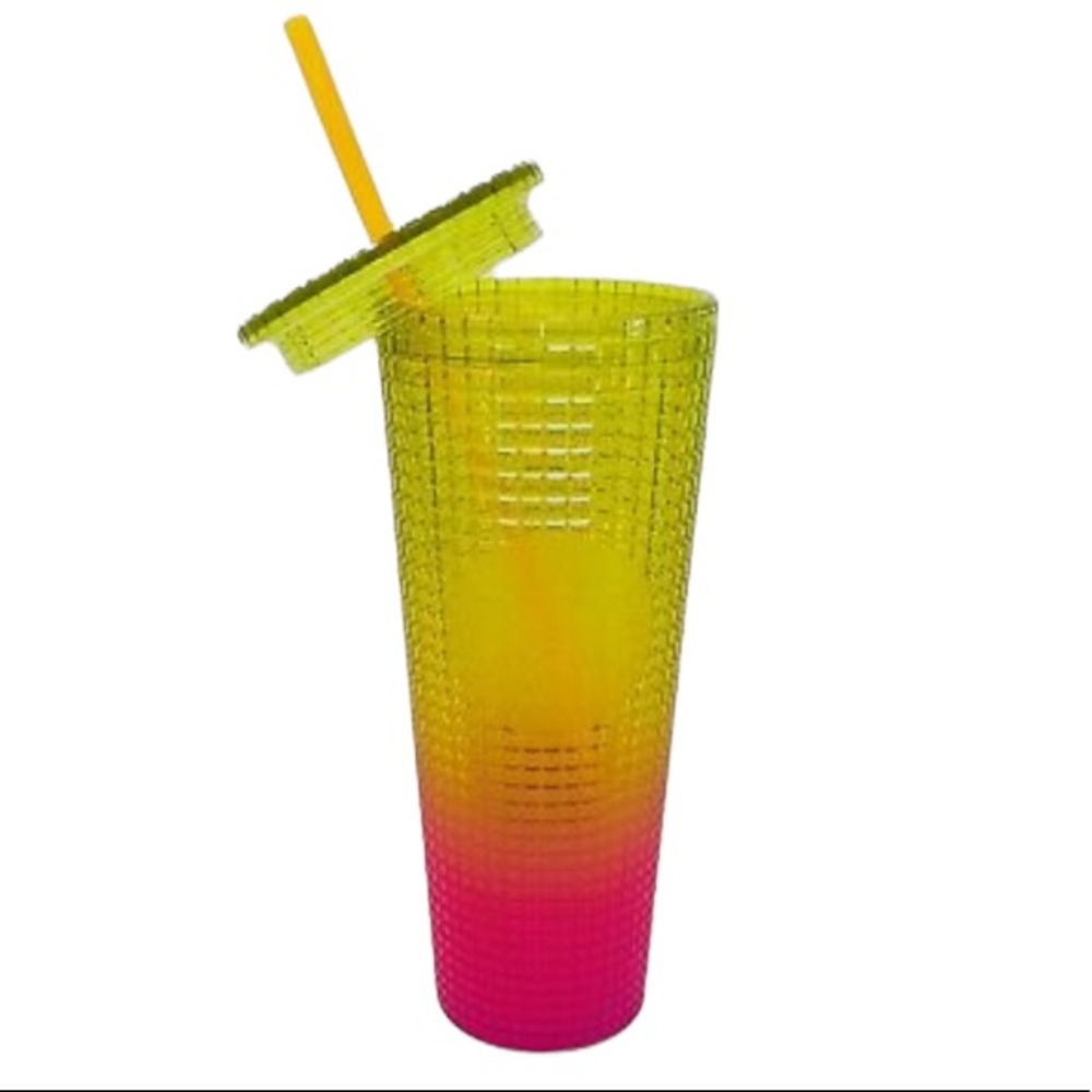 🆕Starbucks Cold Cup Tumbler Venti 24 oz Summer 2022 (Lemon Pink Gradient)